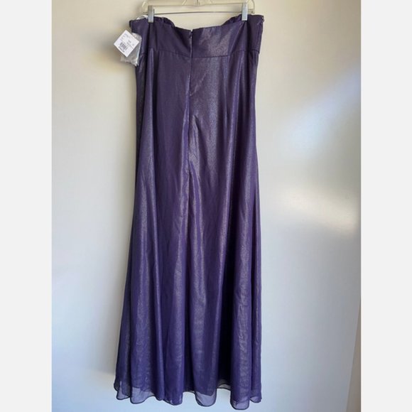 NWT $159 David's Bridal Lapis FogFoil Split Front A-Line Dress Beading Size 16 - Picture 6 of 13